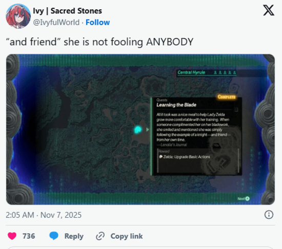 塞爾達在《塞爾達無雙 封印戰記》中稱林克為朋友 粉絲心碎