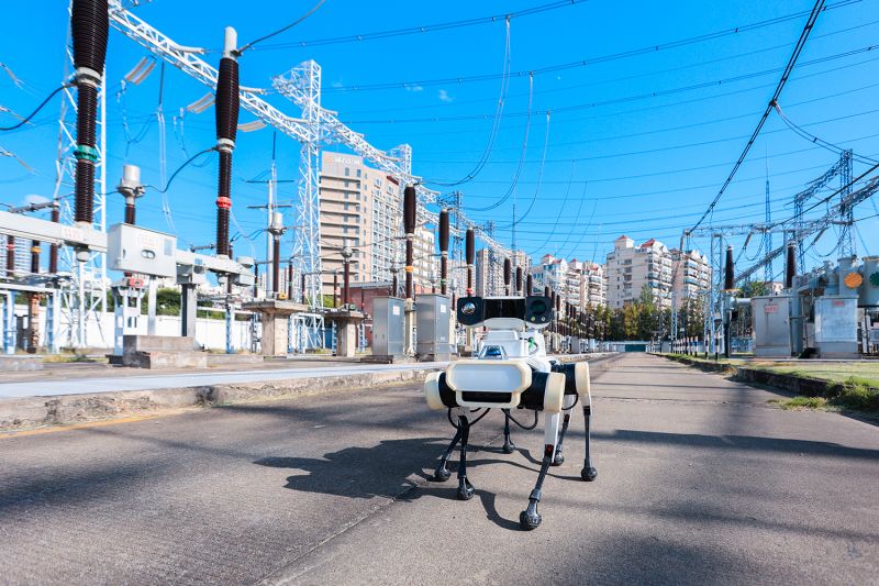 國(guó)網(wǎng)上海超高壓公司應(yīng)用&ldquo;天樞&rdquo;智能巡檢機(jī)器狗在進(jìn)博會(huì)重要保電變電站開(kāi)展戶外設(shè)備巡視。