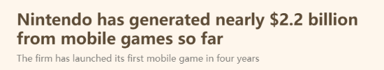 任天堂手游營收超22億美元！最賺錢竟然不是馬里奧