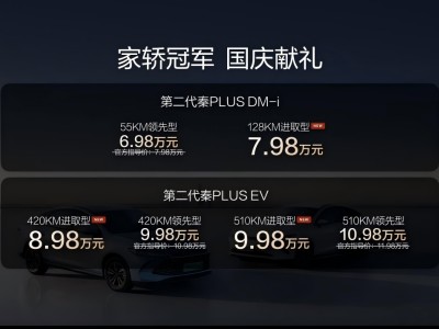 第二代秦PLUS雙車加推進取型：長續航低油耗高配置，國慶獻禮價來襲