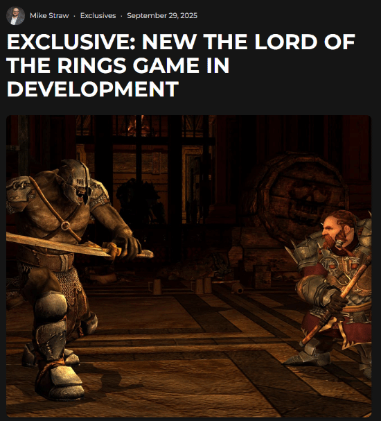 曝《指環王》游戲新作開發中：對標《霍格沃茨之遺》